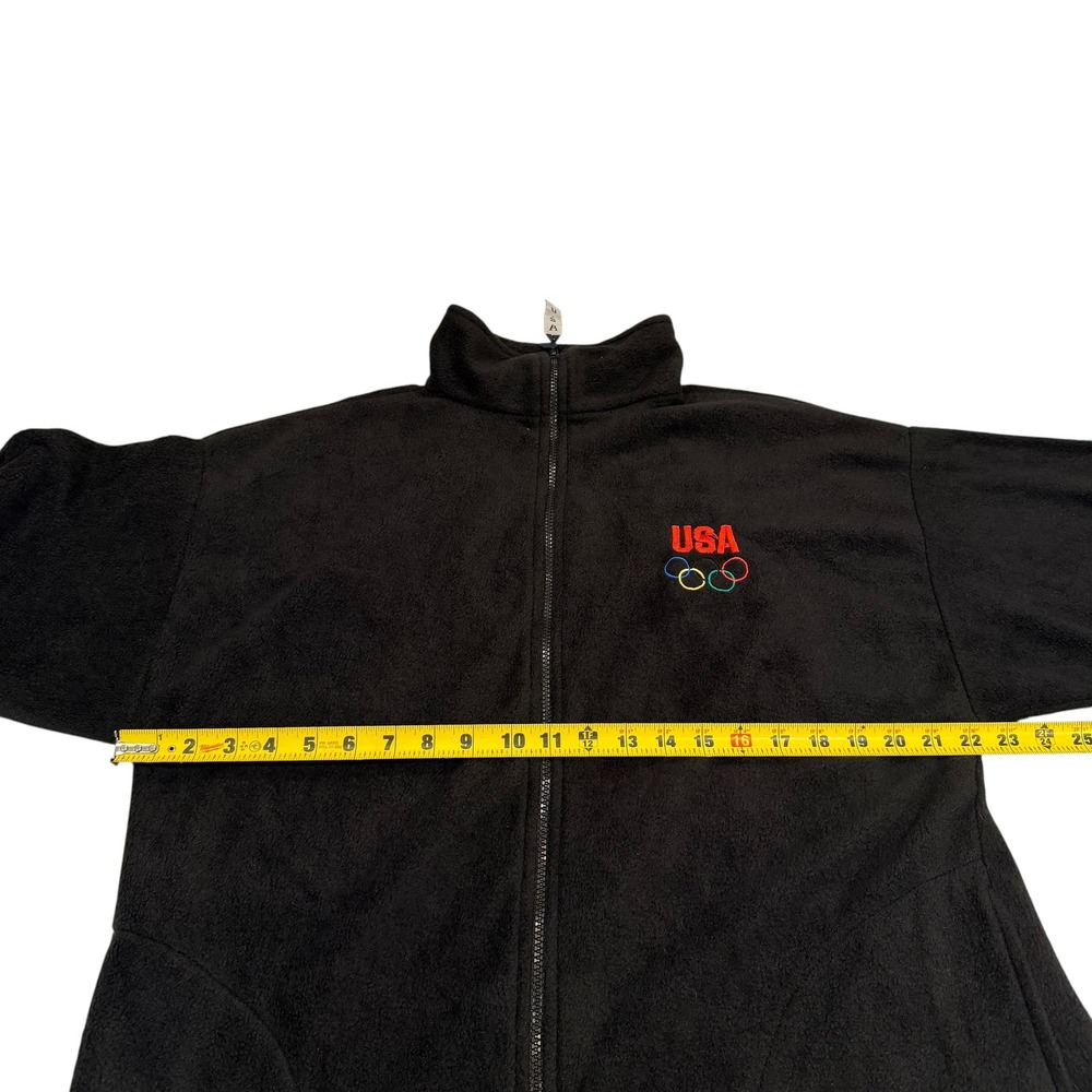 Vintage USA Olympic Games Fleece Jacket Black‎ Full Zip Mens Large Made in USA - Picture 7 of 8